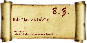 Büte Zalán névjegykártya